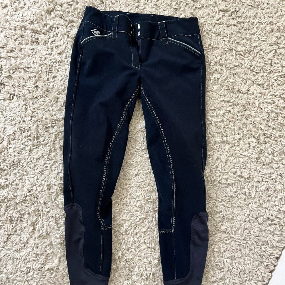 Piper By Smartpak Equestrian Riding Breeches size 28R navy and sky blue